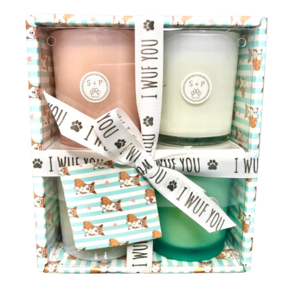 Sand + Paws 4 Candle Gift Set Corgi Love